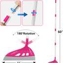 AIr Broom Sweeper, Multifunction Replaceable Silicone Broom, Household Squeegee for Floor Cleaning, Bathroom, Pet Hair, Dog Broom Brush Set (Bright Pink)