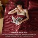 BEDELITE Satin Sheets King Size, Luxury Jacquard Striped Burgundy Bedsheets with Elastic Corner Straps, Similar to Silk Sheets Set 4 PC with 1 Deep Pocket Fitted Sheet, 1 Flat Sheet, & 2 Pillowcases