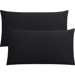 2 x FLXXIE King Pillow Cases Set of 2, Soft Microfiber Pillow Covers with Envelope Closure, Wrinkle, Fade and Stain Resistant Pillowcases, 20x36, Black