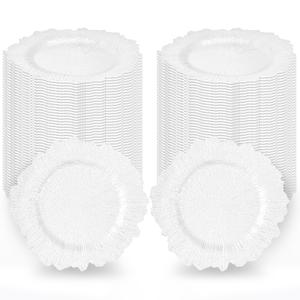 Tomeurperf White Charger Plates Bulk 100Pcs - 13" Elegant White Chargers for Dinner Plates, Wedding & Event Decorative Charger Plates Set