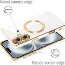 LSL Case for iPhone 16 [Compatible with MagSafe] Soft TPU Bumper Anti-Drop Anti-Scratch Shock Absorption Protective Slim Luxury Plating Magnetic Cover for Women Girls Men - White