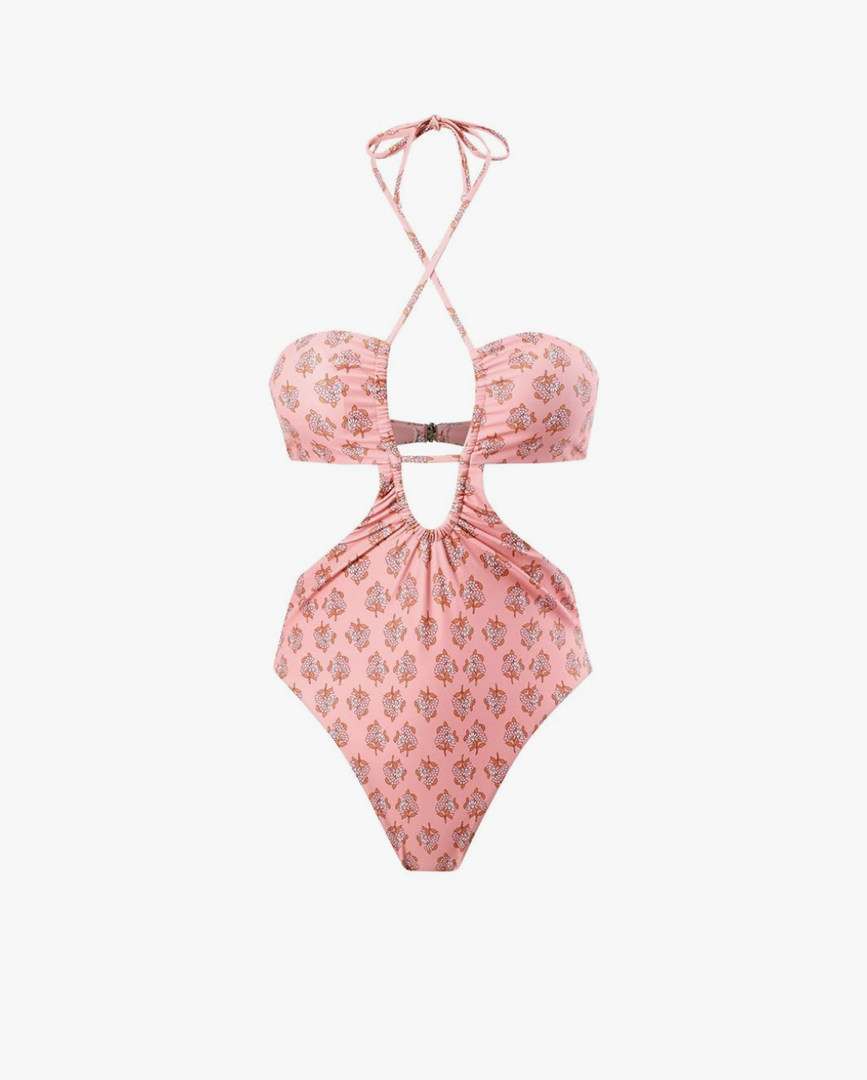 Lu's Chic Women's Sexy One Piece Swimsuit Beach Halter Ruched Slimming Bathing Suit Brazilian Plunge Swimwear XL