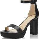 Platform Heels for Women 4-Inch Ankle Strap Open Toe Sandals Wedding Party Dress Shoes Wide Feet Friendly, Size 8.5W