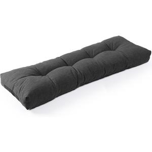 SUNROX LokGrip Non Slip Tufted Memory Foam Bench Cushion, FadeShield Water Resistant Durable Thicken Outdoor/Indoor Bench Seat Pads 59x16x4 inch, Midnight