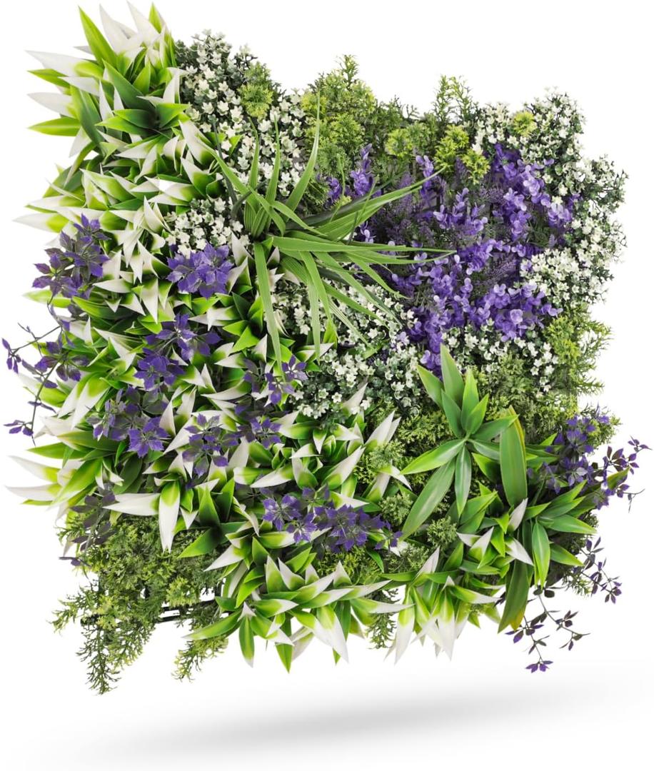 4 Pcs 20"x20"Artificial Boxwood Panels Faux Grass Green Wall Decoration Faux Ivy Privacy Fence Screen for Outdoor Indoor Backyard Garden (14 Mixed Leaves)