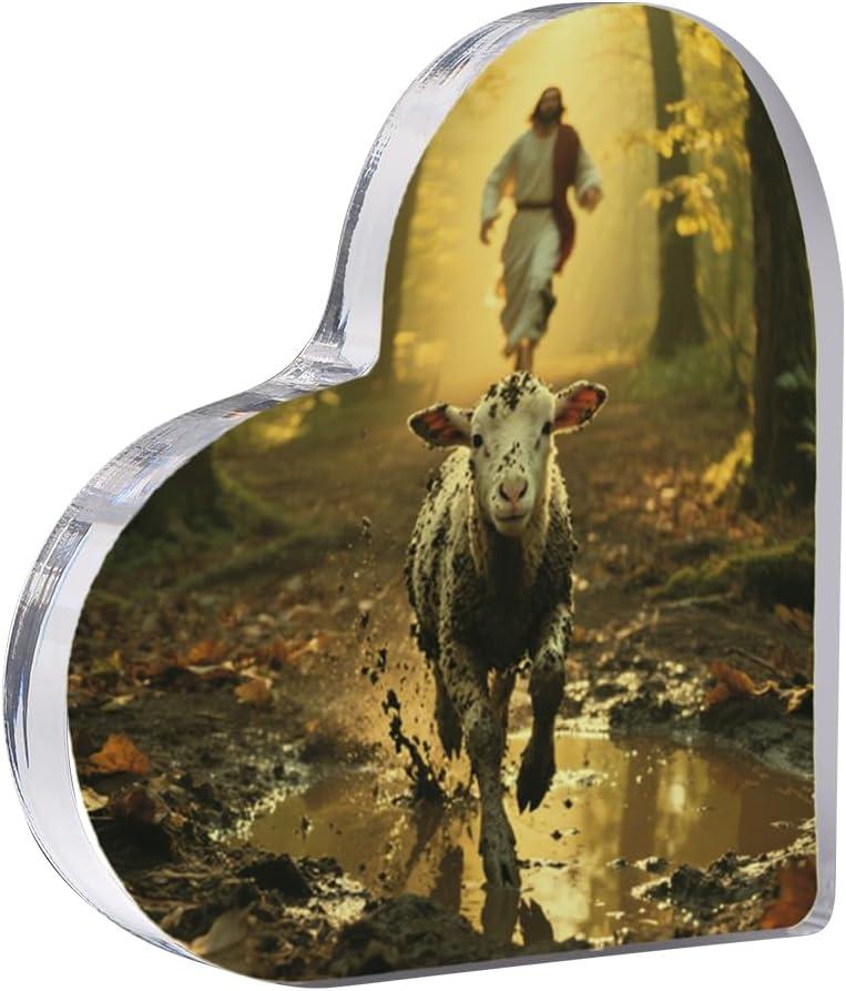 Jesus & Lamb Christian Decor  Gifts for Catholic Women, Moms, Sisters & Friends  Birthday & Christmas (4.7'')