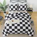 Caressma Black White Plaid Comforter Set, Buffalo Checkered Comforter Bedding Set Twin Size for All Seasons, Farmhouse Soft Microfiber Comforter with Pillowcase