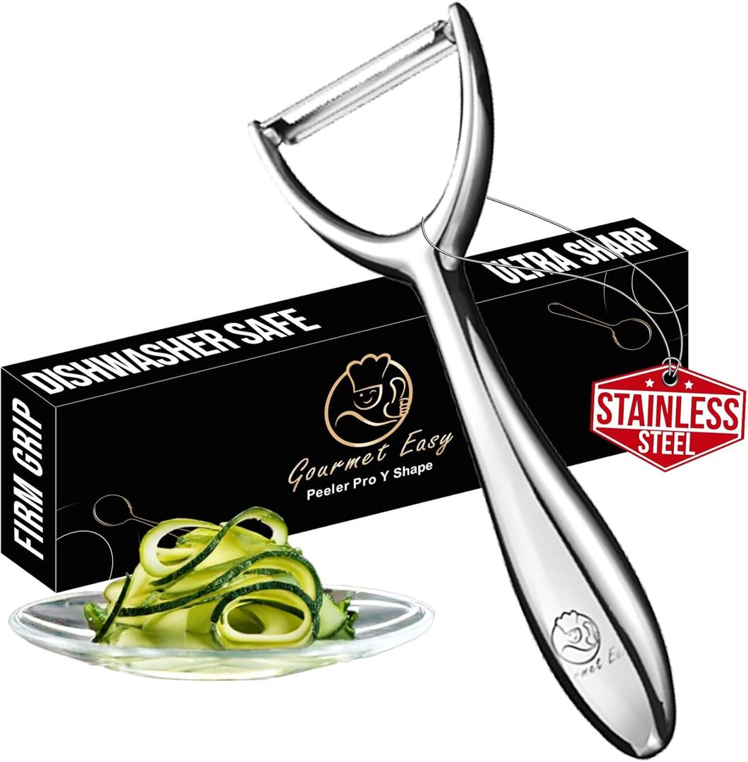Vegetable Peeler, Premium Stainless Steel Potato Peeler, High Tensile Ultra Sharp Blade Fruit and Food Slicer, Y Shaped with Ergonomic Non-Slip Handle, Dishwasher Safe.