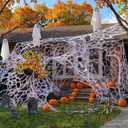 800 Sqft After Streched with Holes Uncut Giant Spider Web Halloween Decorations Outdoor with 10 Ground Nails Stretchy Beef Cloth Netting Cut-Your-Own Flexible Elastic for Yard Party Decor