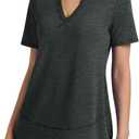 TCOT Workout Tops for Women V Neck Short Sleeve Hiking T-Shirts Yoga Shirts Athletic Top Exercise Shirt (M)