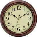 Bekith 12-Inch Round Classic Clock Retro Non Ticking Quartz Decorative Wall Clock for Living Room Kitchen Home