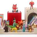 Enchanted Castle Organizer for Tonies - Wooden Storage Shelf Compatible with Toniebox 2/1 Player & Tonieplay, Magnetic Display Holds 30+ Figures, Unpainted Natural Wood Shelf for Kids Room Décor