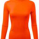 Womens Premium Long Sleeve Turtleneck Lightweight Pullover Top Sweater (Made in USA) (Medium, Cllt002-orange)