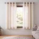 Linen Blended Sheer Curtains & Drapes - 63 Inches 2 Panels Set | Light Filtering & Semi-Sheer Privacy Protection, Grommet Top, Fits Living Room and Bedroom, 54 Inches Wide, Natural Linen