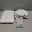 Mwellewm 10 Pcs Cake Stand White Plastic Dessert Table Display Set 4 Pcs 3 Tired Cupcake Stand Cookie Tray Rack Serving Tray Cake Tower and 6 Pcs Dessert Tray for Wedding Baby Shower Tea Party