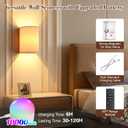 Battery Operated Wall Sconce Set of Two: 10000mAh Wireless Wall Light with Rechargeable Magnetic Bulb - Dimmable Wall Lamp with 7 RGB Colors - Linen Shade Sconces with Remote for Bedroom Living Room