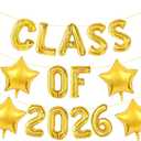 2 x Class of 2026 Balloons 16 Inch Graduation Balloons Gold Class of 2026 Balloon with Star Balloons for Graduation Decorations 2026