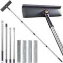 3-in-1 Window Squeegee for Home - 60" Window Cleaning Kit with 3 Microfiber Cloths & Screen Brush, All-in-1 Cleaner Tool for Outdoor Windows, Glass Door & Screens, Lightweight & Easy Storage