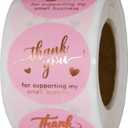 500 Pcs 1.5 Inch Pink and Rose Gold Thank You Stickers for Small Business, Self-Adhesive & Waterproof Stickers with Beautiful Designs, Strong and Durable Envelope Seals