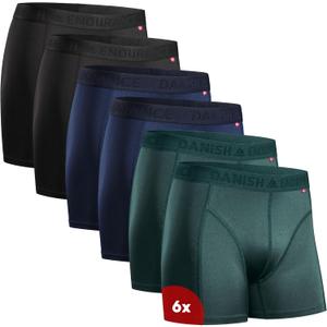 DANISH ENDURANCE Men's Performance Boxer Briefs (6-Pack) Moisture-Wicking, Quick-Dry Comfort with Extra-Long Fit (Multicolor (2x Black, 2x Blue, 2x Green)) X-Large