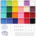BALABEAD 3mm Round Size Almost Uniform Glass Seed Beads with Beading Kit, About 7800pcs in Box 24 Multicolor Assortment Size 8/0 Craft Seed Beads for Jewelry Making,(About 325pcs/Color, 24 Colors)
