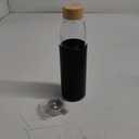 veegoal 25 Oz Borosilicate Glass Water Bottles with Bamboo Lid, BPA-FREE, Non-Slip Silicone Sleeve, and Stainless Steel Leak Proof Lid - Reusable Glass Bottle for Men and Women (Black)