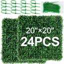 ROCEEI 24 Pcs Grass Wall Panels Boxwood Hedge Wall Panels Artificial Grass Wall Backdrop Greenery Wall with 100 Zip Ties UV Protected Privacy Screen for Indoor Outdoor Wall Decor (20'' x 20'')