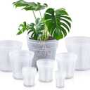 Vesici 24 Pcs 3/4/5/6/7/8/9/10 Inch Large Size Clear Nursery Pots Variety Pack Plant Pots with Drainage Holes Planters for Indoor Plants Flexible Transparent Plastic Plant Bottle Succulents