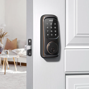 Revolo Cerradura de puerta de entrada sin llave con teclados de pantalla táctil, cerrojo electrónico para puerta delantera, certificado ANSI grado 2, construcción totalmente metálica, bloqueo