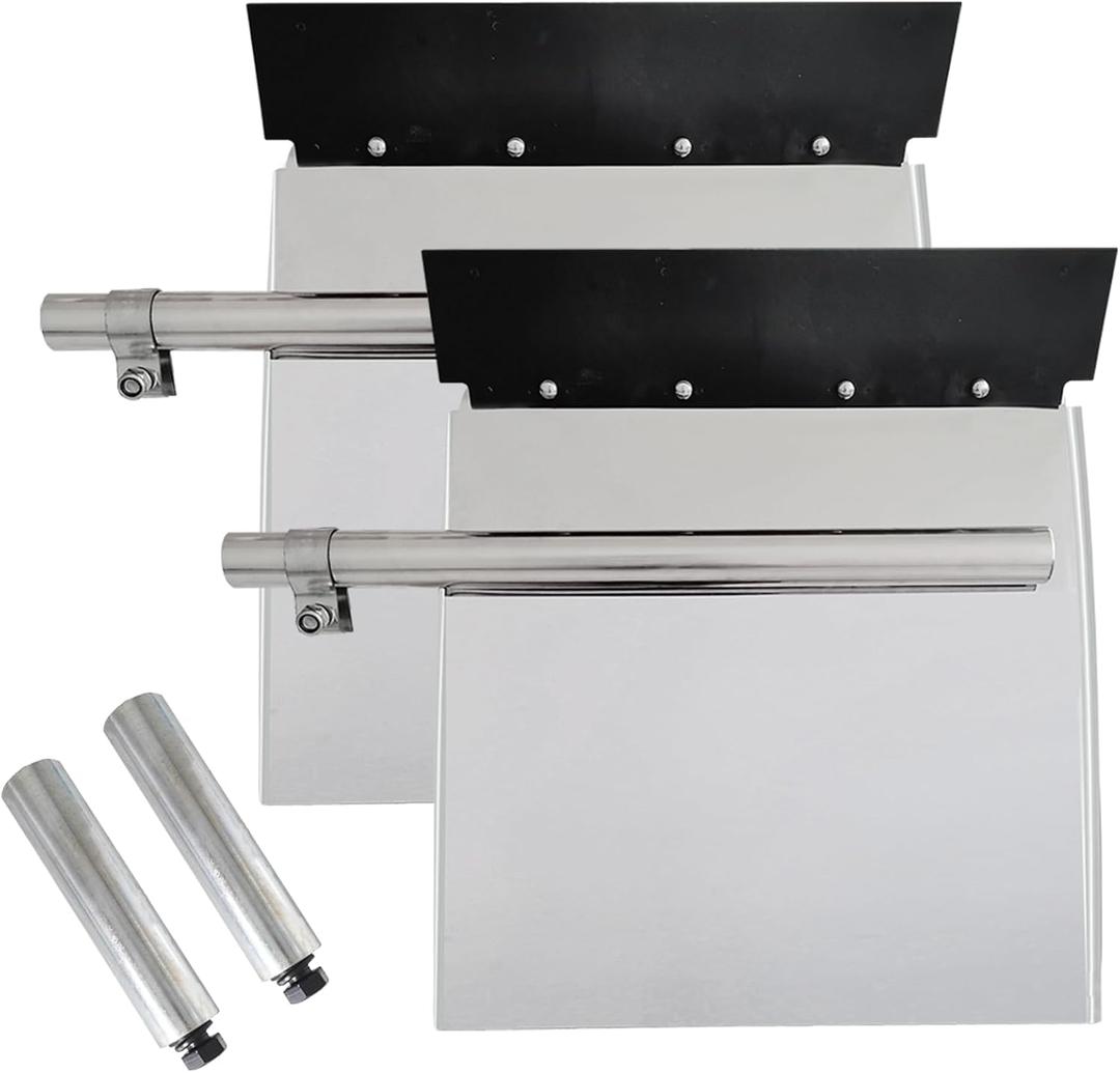 24"x24" Stainless Steel Quarter Fender Set Mud Flap Hangers with Single Bolt Mounting Brackets fit for Semi Truck, 2PCS