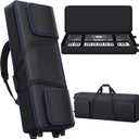 61 Key Keyboard Case with Wheels (40.5" * 16.5" * 5.5"), 61 Key Piano Keyboard Rolling Bag Soft Padded with Multiple Pockets, Electric Piano Keyboard Travel Gig Bag for 61 Key Keyboard and Accessories (Black)