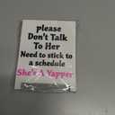 Dont Talk to Her Shes A Yapper Funny Reminder Desk Sign Black Board Style Office Table Decorative Plaque Gag Gift for Coworkers Friends Home Workspace Acrylic Humorous Cubicle Tabletop Desk Decor
