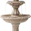 XBrand 51" 3-Tier Outdoor Waterfall Fountain, Weather-Resistant Resin Freestanding Water Feature with Pump, Beige