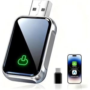 Wireless CarPlay Adapter for Apple iPhone & Android Auto, 2-in-1 Fast & Stable Mini CarPlay Adapter Convert Wired to Wireless,Plug & Play, Auto-Connect, No Delay, BT5.4, 2.4G/5G WiFi (Silver)