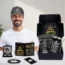40th Birthday Gifts for Men - Unique Birthday Box with 20 Oz Tumbler, Baseball Cap, Socks, Bracelets, Scented Candle, Happy 40th Birthday Decorations for Husband, Dad, Friends, Boss