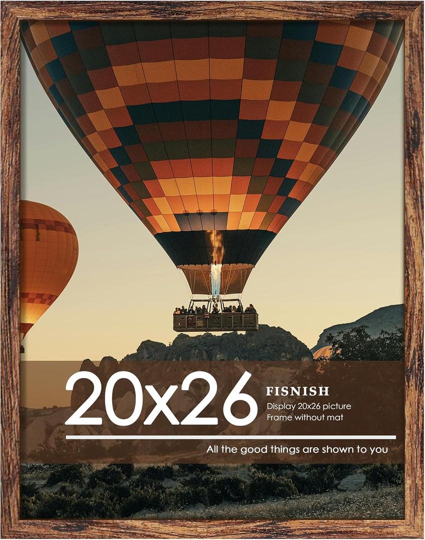 20x26 Picture Frame, Classic Brown 20 x 26 Poster Frame for Horizontal or Vertical Wall Mounting, 1 Pack