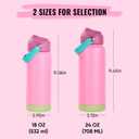 Fijinhom 18oz Insulated Stainless Steel Water Bottle, Wide Mouth Double Wall Vacuum, Silicone Straw, Sweat & Leak Proof, BPA Free Insulated Water Flask for Travel, Keep Cold 24h Hot 12h, Berries