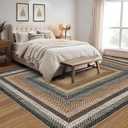 RUGSREAL Braided Washable Area Rug 8x10 Large Area Rug for Living Room Modern Braid Bedroom Carpet Non Slip Stain Resistant Dining Room Throw Rug Farmhouse Accent Carpet for Home Decor, Sand/Bronze