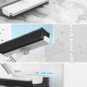 Floor Scrub Brush with Long Handle, 3 in 1 Scrape and Heavy-Duty Stiff Bristle Floor Scrubber Brush with Squeegee and Tweezer for Cleaning Tile Wall Deck Bathroom Patio Garage Kitchen (White)