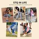 STQ Women's Slip On Machine Washable Sneakers (9, Denim Blue)