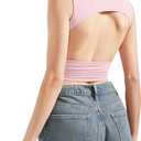 SUUKSESS Women Sexy Backless Tank Top Going Out Double Lined Y2k Basic Crop Tops (Large, 01 Pink)