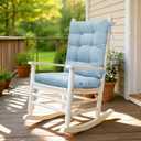 Rocking Chair Cushion Indoor 19x18 inch, Water Resistant Tufted Pads for Rocking Chairs, Non-Slip Chair Cushions for Outdoor Furniture, Frost Blue, 28x19/19x18