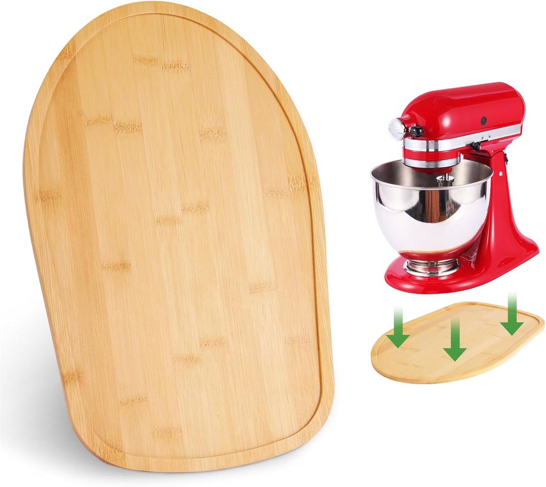 Food-Grade Bamboo Mixer Slider Compatible with Kitchen aid Stand Mixer Artisan Tilt Head 4.5-5Qt, Countertop Storage Mover Accessories Mixer Sliding Tray Attachments
