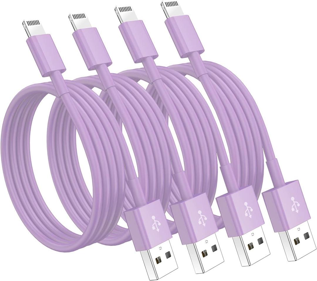 4 Pack [Apple MFi Certified] Apple Charging Cables 6ft, iPhone Chargers, Lightning Fast iPhone Charging Cord for iPhone 12/11/11Pro/11Max/ X/XS/XR/XS Max/8/7, ipad(White) (4pack(6ft), Purple, 4)