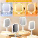 Gospire Rectangle Lighted Makeup Mirror with Magnification, 10X Magnifying Mirror with Lights 3 Color, Height Adjustable and 4000mAh Battery for Bedroom Bathroom, Large Surface for Women or Men- White