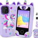 Kids Smart Phone for Girls, Kids Camera Toy Phone for Ages 3 4 5 6 8 Year Old, Christmas Birthday Gifts Toddler Cell Phone with Touchscreen, 44 Games, Music Player, 32GB Card & Bag Purple