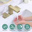Bathroom Faucet 3 Hole, 8 Inch Widespread Bathroom Sink Faucets, 2 Handle Bathroom Faucets for Sink, Modern Rv Lavatory Vanity Faucet with Pop Up Drain and Supply Hoses, Brushed Golden