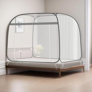 PARFINER Mosquito Net for Patio Bed Tent King Size Portable Mosquito Netting (87 * 79 Inch Grey)