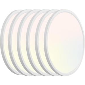 Hlite 6pack 9 Inch Flush Mount LED Ceiling Light Fixture,18W 1800LM Super Slim Light Fixtures Ceiling Mount 3000K/4000K/5000K 3CCT Selectable,Light Fixtures for Kitchen,Bedroom (White)