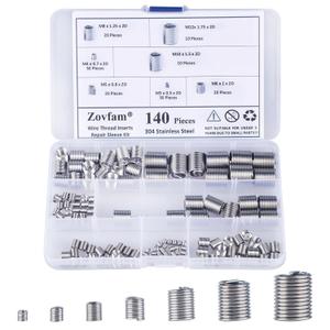 Wire Screw Sleeve Thread Repair Inserts Assortment Kit 304 Stainless Steel Metric M3 M4 M5 M6 M8 M10 M12 Wire Thread Inserts Helicoil Thread Repair Kit 140Pcs